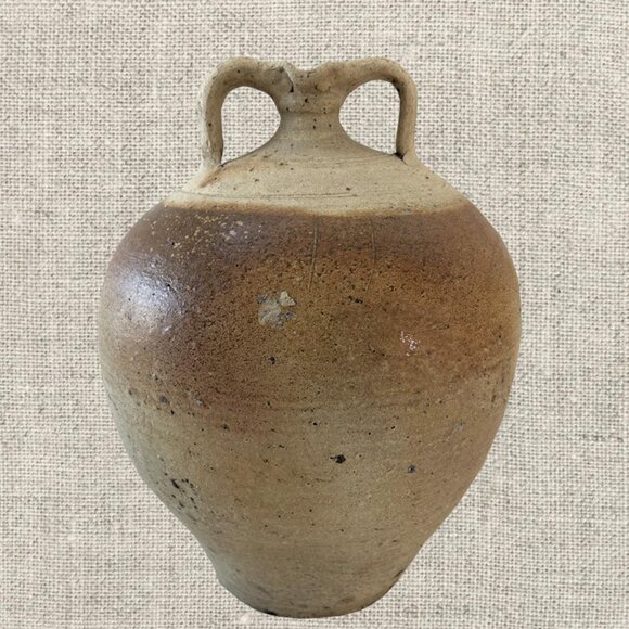 19c French Provincial Stoneware Double Handle Water Jug - Picture 4 of 4